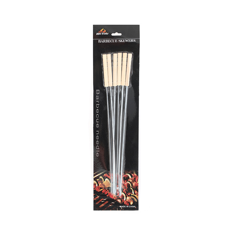 Juego de Brochetas para Barbacoa de Acero Inoxidable con Mango de Madera image 5