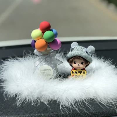 Car ornaments — Interior Supplies Balloon Women - happy-qiqi-colorful-ball-bottle-fur-pad