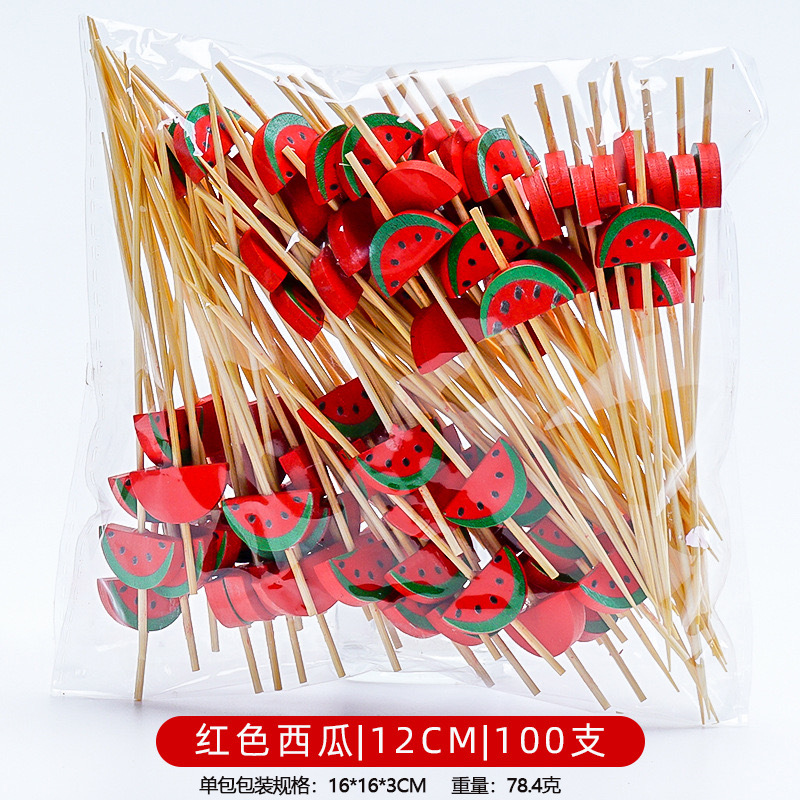 12CM un solo uso de frutas de bambú marca de cóctel creativa marca de frutas de bocadillos KTV arte marca de dientes fabricantes