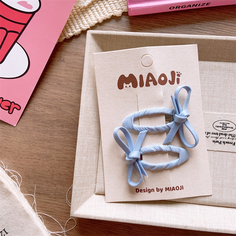 儿童春季小清新纯色基础BB夹女童手工手打蝴蝶结发夹亲子款侧边夹详情10