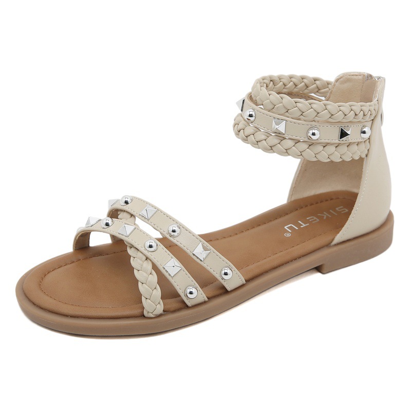 K9001-1 nuevo 2024 primavera y verano metal sandalias romanas para las mujeres 35-42 tamaño