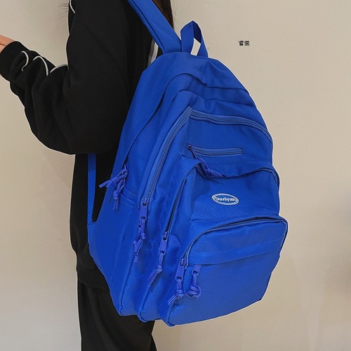 Backpack with Large Capacity, Multiple Pockets, Plain Color Student Backpack for Boys, Korean Style Casual High School College Style Backpack