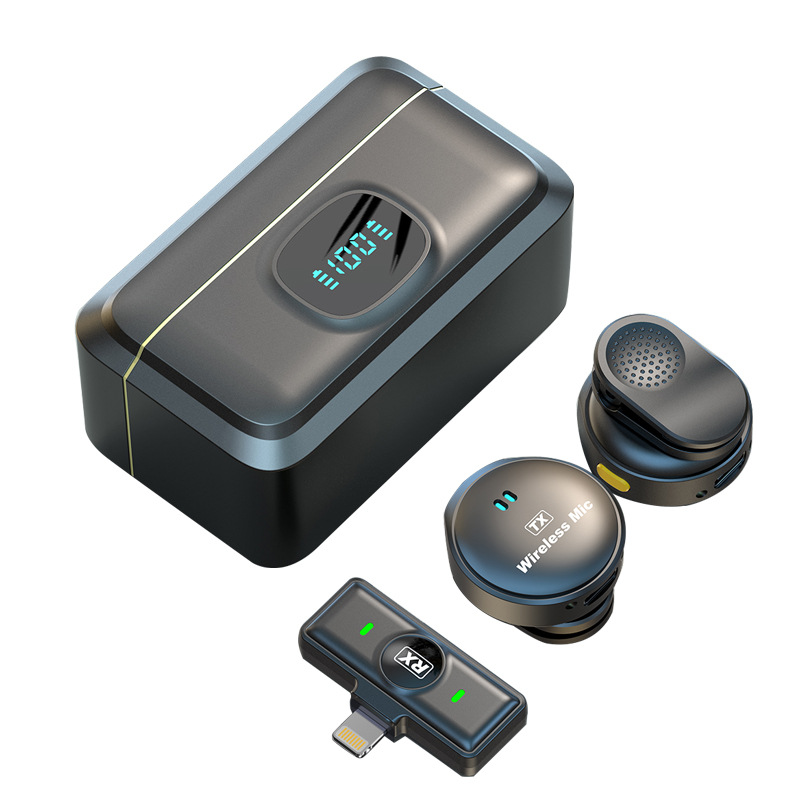 Un micrófono de collar inalámbrico de dos pulsadas, micrófono de transmisión en vivo, micrófono inteligente de reducción de ruido, micrófono pequeño de radio de larga distancia