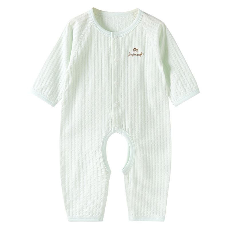 Bebé mono primavera y otoño verano manga larga delgada ropa de recién nacido Ropa de verano entrepierna abierta aire acondicionado masculino y femenino bebé mameluco image 7