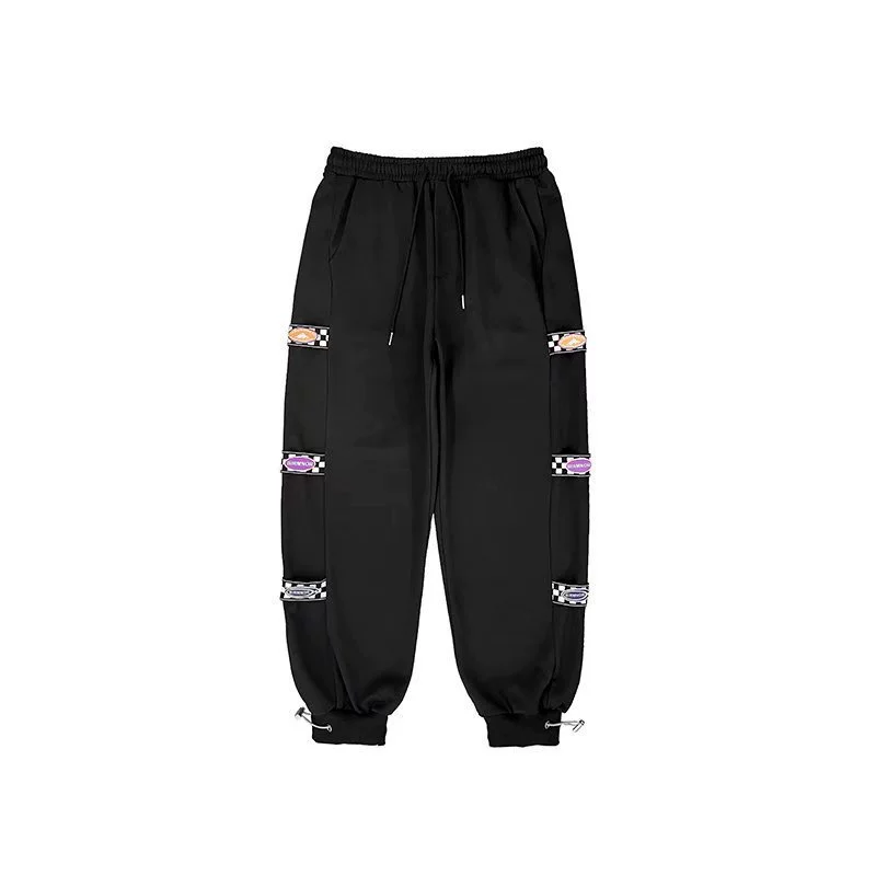 Tide, sports trousers with velcro, oversize, drawstring