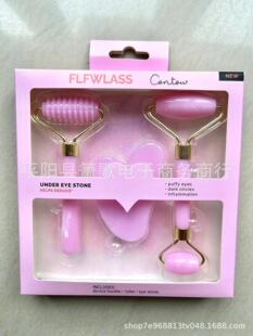 Resin Roller Beauty Container Set Green Phoenix Jade Double-headed Roller Massager Handheld Thorn Head Massage Stick Scraping Instrument