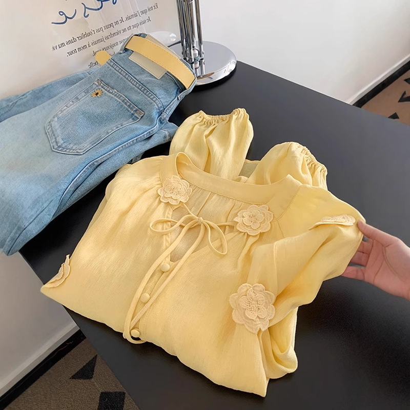 Dopamine Yellow Shirt Women's Top Small Design Sense Niche Advanced Sense Unique Super Nice Beautiful Small Shirt