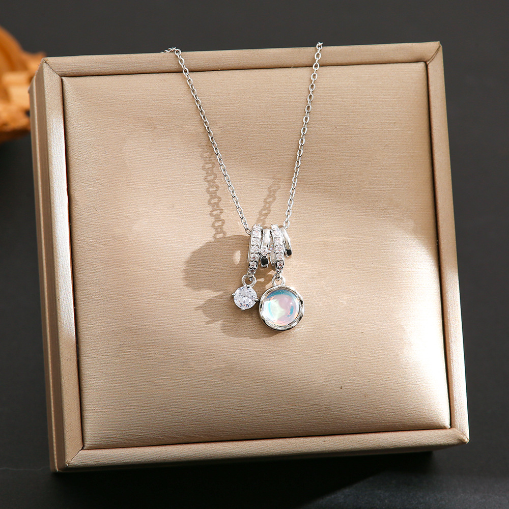 Round Pattern All Seasons Season Women's Gender Wholesale Jewelry Classic Style Round Titanium Steel Copper Plating Cable Chain Pendant Necklace