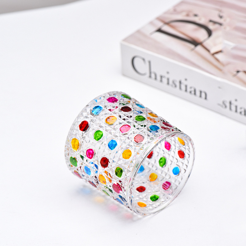 Tazas de vidrio de diamante de color tazas de whisky creativas tazas de vino caseras tazas románticas candelabro