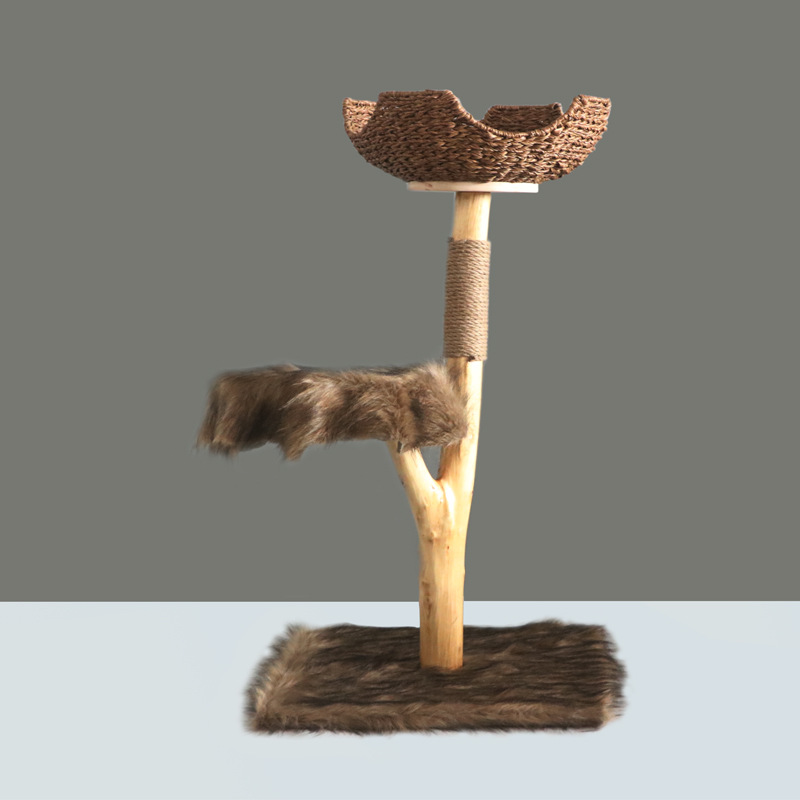 Madera maciza de doble capa gato estante espacio cápsula grande mascotas suministros gato cero tablero gato nido gato árbol escalada rack