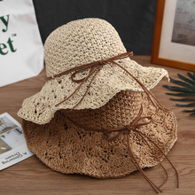 新款气质草帽女士夏天出游遮阳海边防紫外线休闲防晒大檐草编帽子