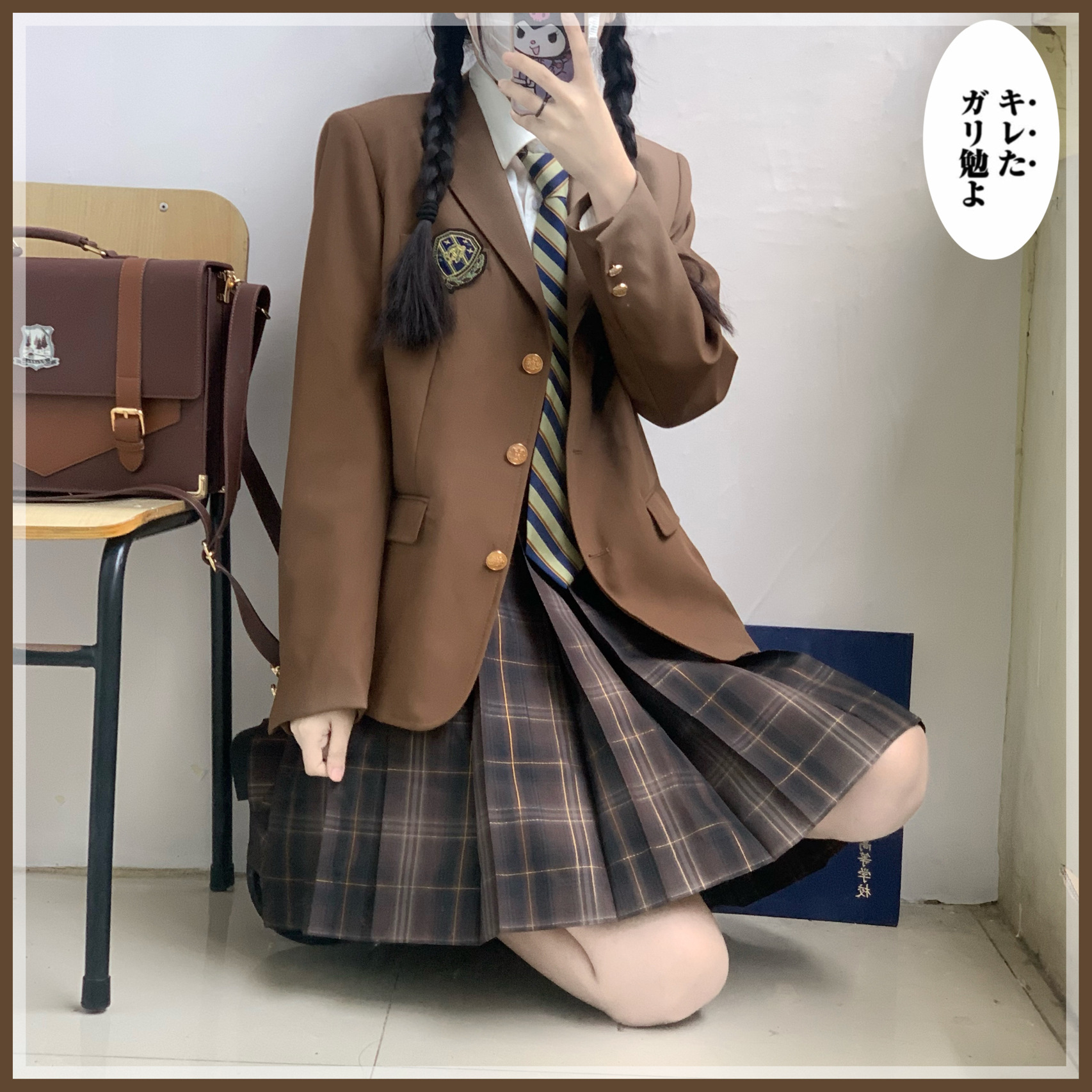 智贝主图_2圣の卡特茶西JK西装外套茶色徽章西服日系学生学