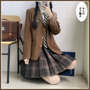 [校供感三粒扣西装外套正版日系JK制服学院风单排金属扣正肩女西服]