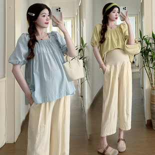 Maternity Tops That Cover the Belly and Don'T Show Pregnancy, Loose Summer Short-Sleeved T-Shirts, Baby Doll Shirts, Summer Suits, Pants Two-Piece Sets