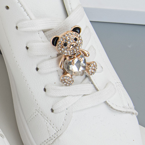 1-piece zinc alloy handmade diamond-inlaid heart-shaped little bear DIY accessory shoe laces accessories casual shoes/Martin boots lace buckle