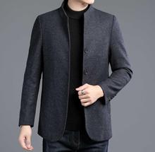 男士羊毛呢夹克外套2023年秋冬新款中年立领时尚休闲呢子大衣