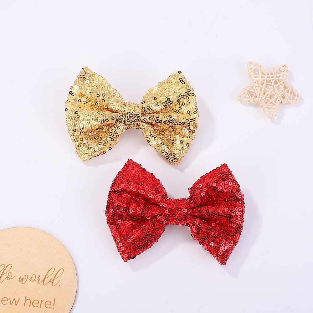 Cute Sequins Bow Knot Cloth Sequins Pleated Hair Clip display picture 3