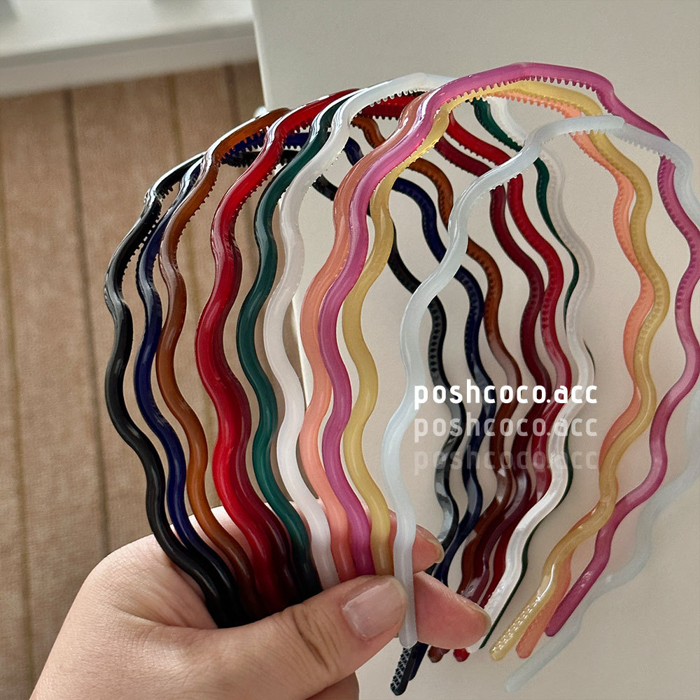 Korean Style New Quality Wavy Jelly Color Hair Hoop Morandi Color Pressed Hair Head Buckle Hairpin Headband Simple Hair Accessories