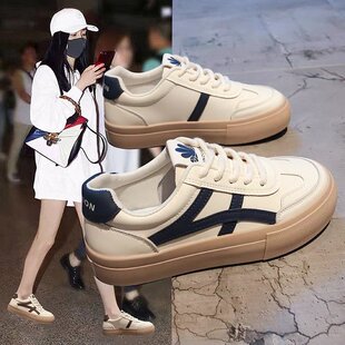 2023 autumn new small white shoes Women's Flat fashionable round toe color matching women's casual sports board shoes women's fashion