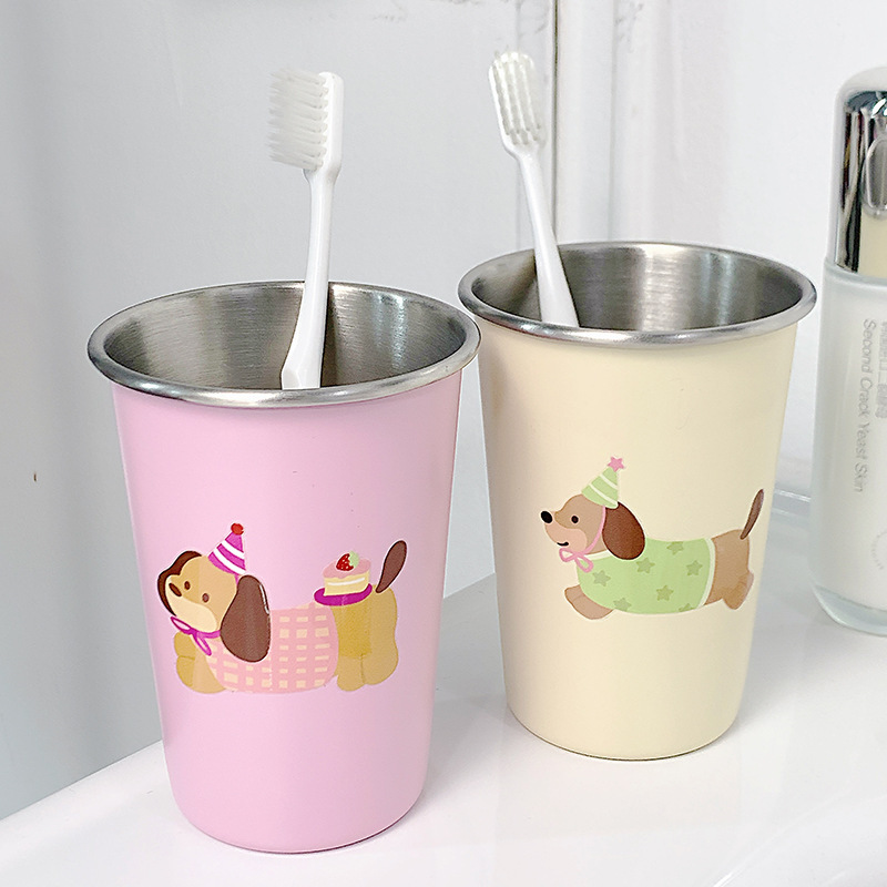 かわいい子犬304ステンレス嗽カップ家庭用歯ブラシカップ児童高颜値寮洗面カップカップル|undefined