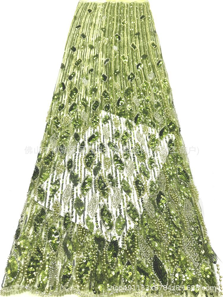 Fábrica directa tridimensional bolsas de perlas tubo bordado tela de alta gama vestido de boda moda cena vestido de tela