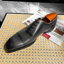 【牛皮内里】灰色牛津鞋商务正装英伦男鞋小方头高档牛皮皮鞋男