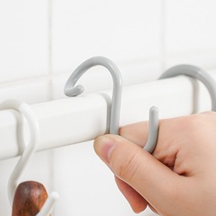 Punch-free plastic S-shaped hook for kitchen, bathroom, and wardrobe—multifunctional, anti-drop design