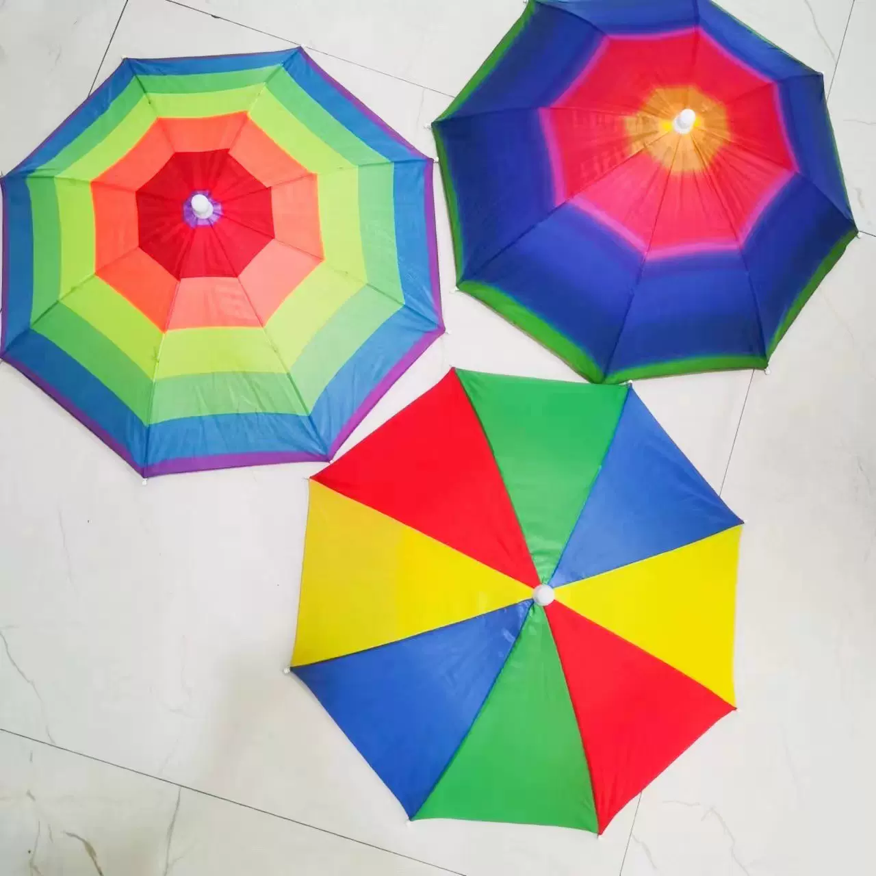 轻便晴雨伞帽子伞头戴伞松紧带伞帽户外彩虹西瓜彩条钓鱼伞