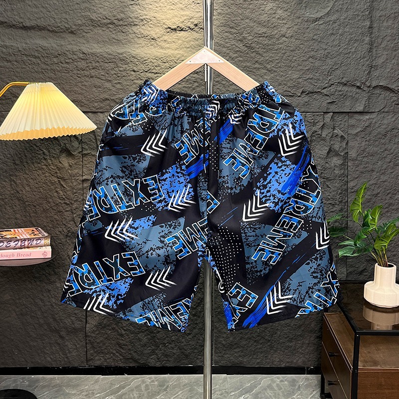 Short de plage d'été pour homme, fin, décontracté, imprimé, coupe ample, idéal pour la baignade et séchage rapide, jambes larges, short à cinq points_voghion.com