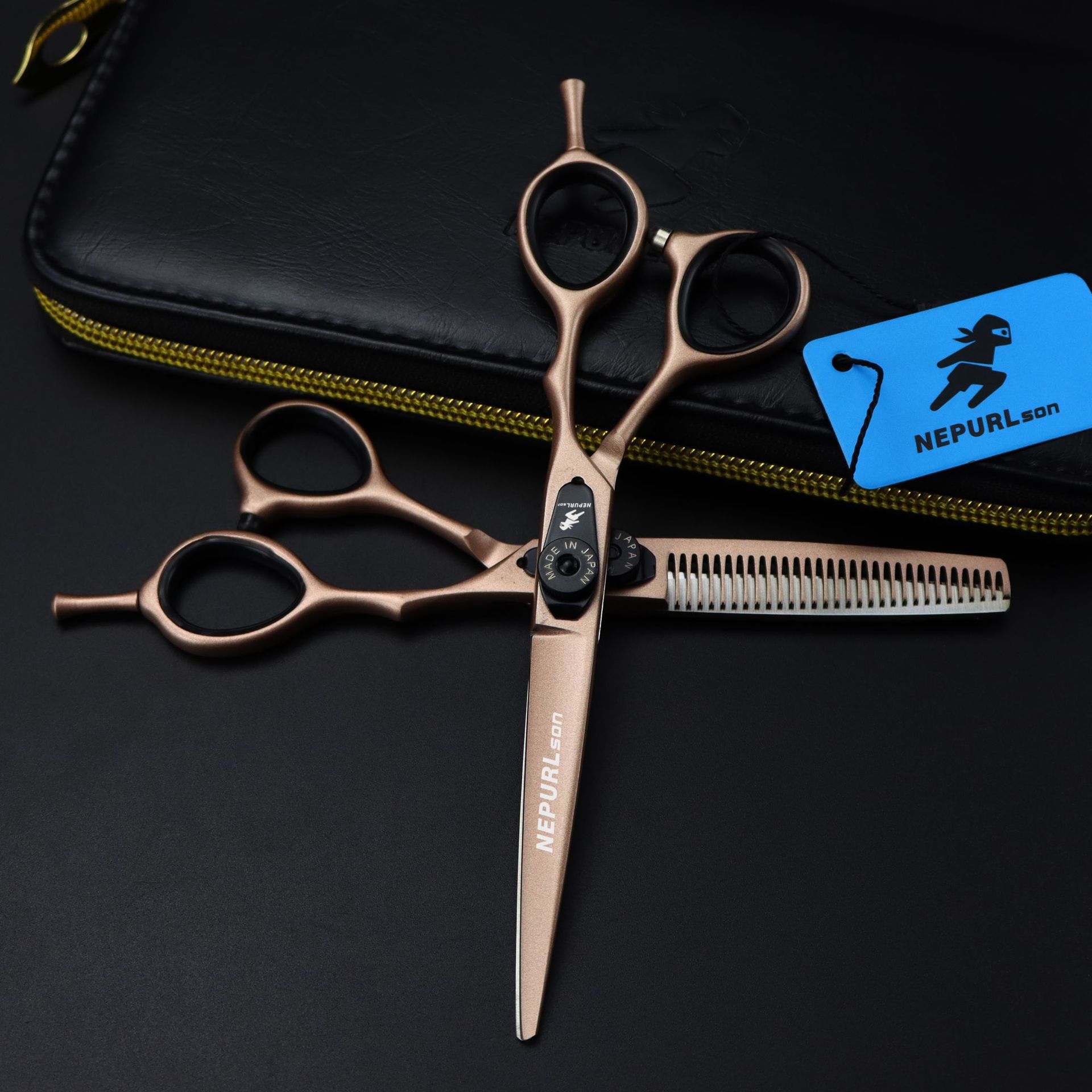 5.5/6.0寸奈普森烤漆土豪金色 美发剪   理发剪 平剪 刘海剪