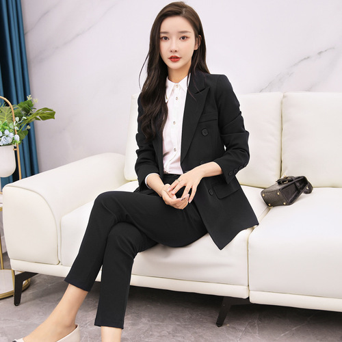 XZ089 Small pants suit-suit jacket plus size women's fat MM work clothes professional small pants suit suit