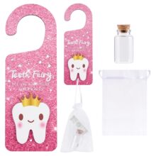 亚马逊木制乳牙袋个性化牙齿纪念品瓶门把手挂件儿童牙齿收纳盒