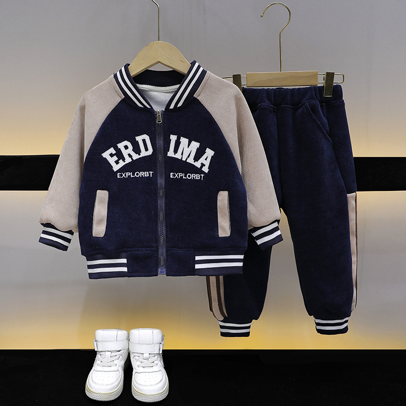 6380 Traje deportivo de otoño para niños 2025 nuevo estilo fresco y guapo ropa casual de otoño para bebés de dos piezas primavera y otoño para niños