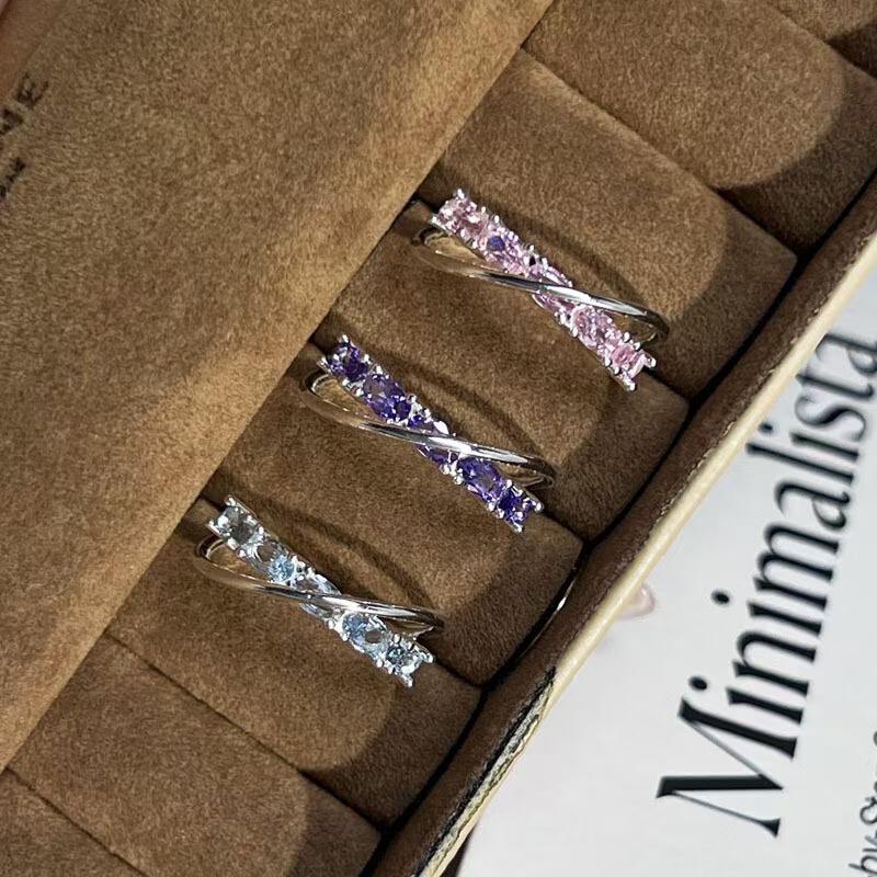 Luxurious and sophisticated full-diamond zirconia stacked ring, ultra-sparkling and ethereal, open-ended ring with niche design, exquisite finger ring Luxurious and sophisticated full-diamond zirconia stacked ring, ultra-sparkling and ethereal, open-ended ring with niche design, exquisite finger ring