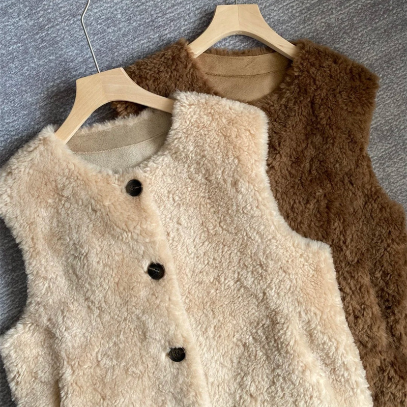 Mingchuan Ouni Vest 100 Wool Vest Jacket Women's 2025 Autumn and Winter Easiest for Match Fur Vest Slimming