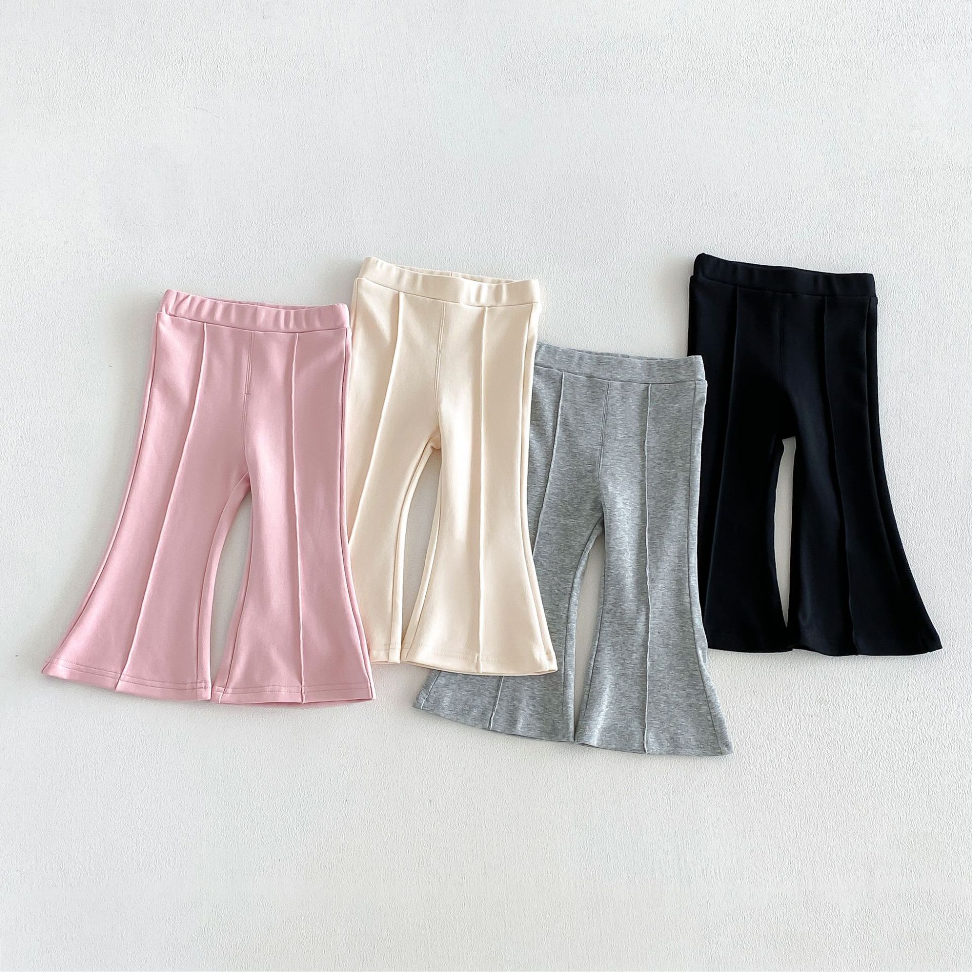 Solid color autumn children's knitted flared trousers