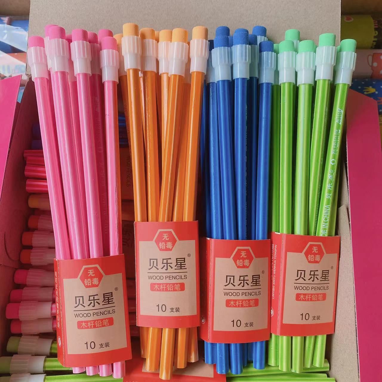 La Escuela Primaria jardín de infantes color flor Polo 3 lápiz de cuero grande con goma HB lápiz papelería de Ventas Directas tienda lote de 2 yuanes