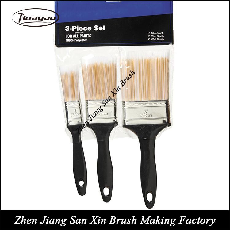 欧美市场三件套装油漆刷 PP塑料手柄油漆刷