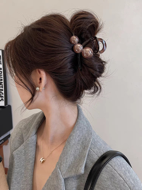 2025年新作フレンチサテン三角グリッパー、女性用ハイエンド後頭部ヘアシャーククリップ、気質と多用途のヘアアクセサリー|undefined