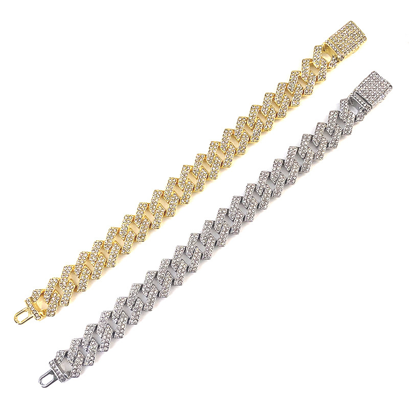 Wang Jia'er's Same Hip Hop Cuban Versatile for Men and Women Full Diamond Couple Bracelet_voghion.com