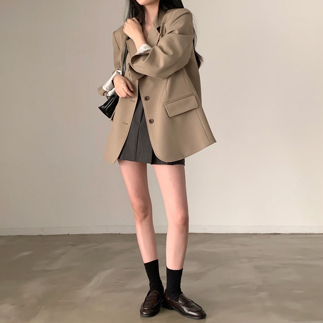 Damen Vintage Blazer Locker Geschnitten Für Frühling Und Alltag_voghion.com