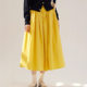 25 spring bright yellow skirt long velvet cotton slim gentle and comfortable all-match niche elastic pleated large umbrella skirt