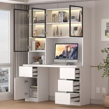 轻奢实木书桌书架一体组合学生电脑桌卧室书柜家用学习儿童写字桌