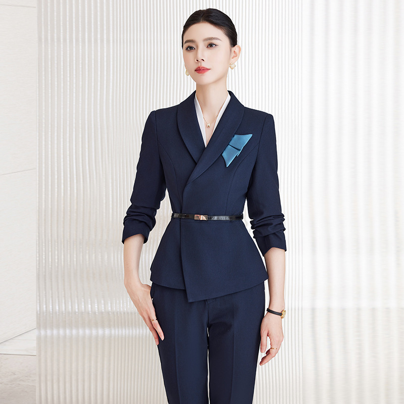 Gray Professional Suit Suit Female Hotel Front Desk Reception Lobby Manager Workwear Beauty Salon Jewelry Store Work Clothes