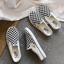 2025夏季新款帆布鞋女低帮懒人鞋半托一脚蹬拖鞋休闲女鞋潮鞋板鞋