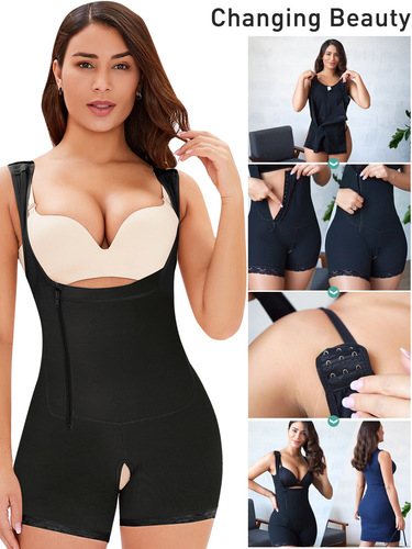 TOPMELON Plus Size Side Zipper Breasted One-piece Belly Controlling Butt Lifting Body Shaping Garment for Fat Women D022B
