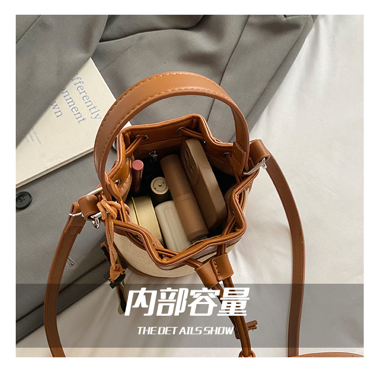Spring and Summer fashion handbag for women, 2025 new style drawstring and stylish single-shoulder bag, Korean retro and trendy crossbody bucket bag Specification drawing