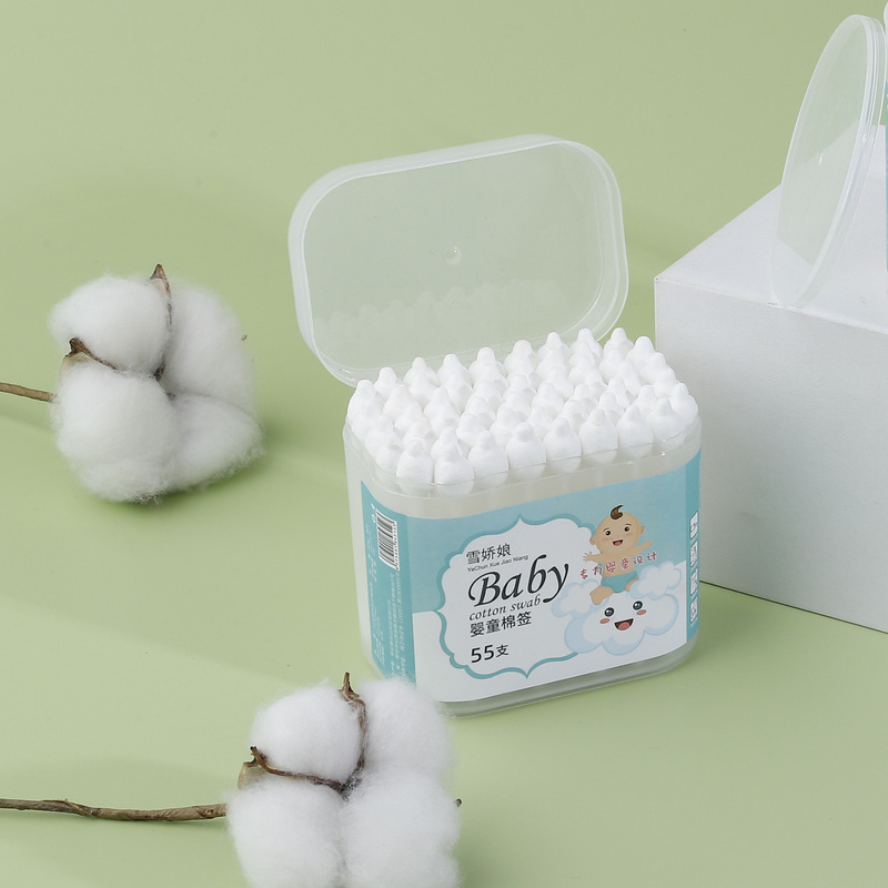 55-Count and 110-Count Large Cotton Swabs for Cleaning Nasal Mucus, Earwax, and for Newborns, Infants, Pets, Portable Makeup Removal