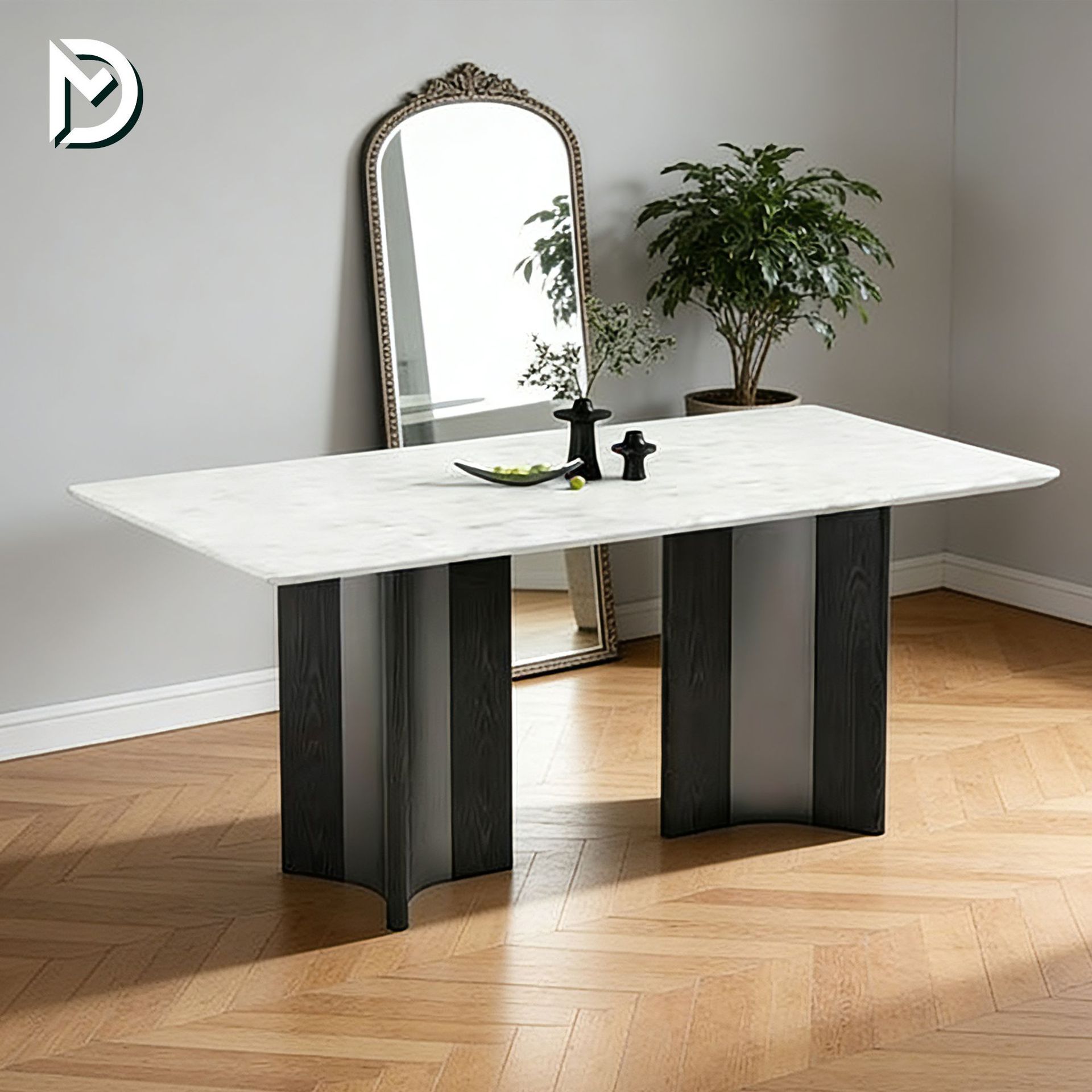 Natural Marble Luxury Stone Dining Table for Home High-End Small Apartment Italian Minimalist Light Luxury Style High-End Dining Table
