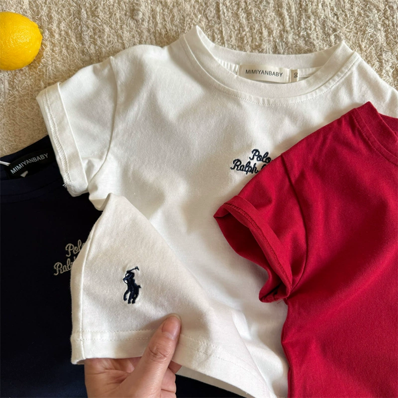 Children's summer T-shirt for men and women, children's clothing, with embroidery, with short sleeve